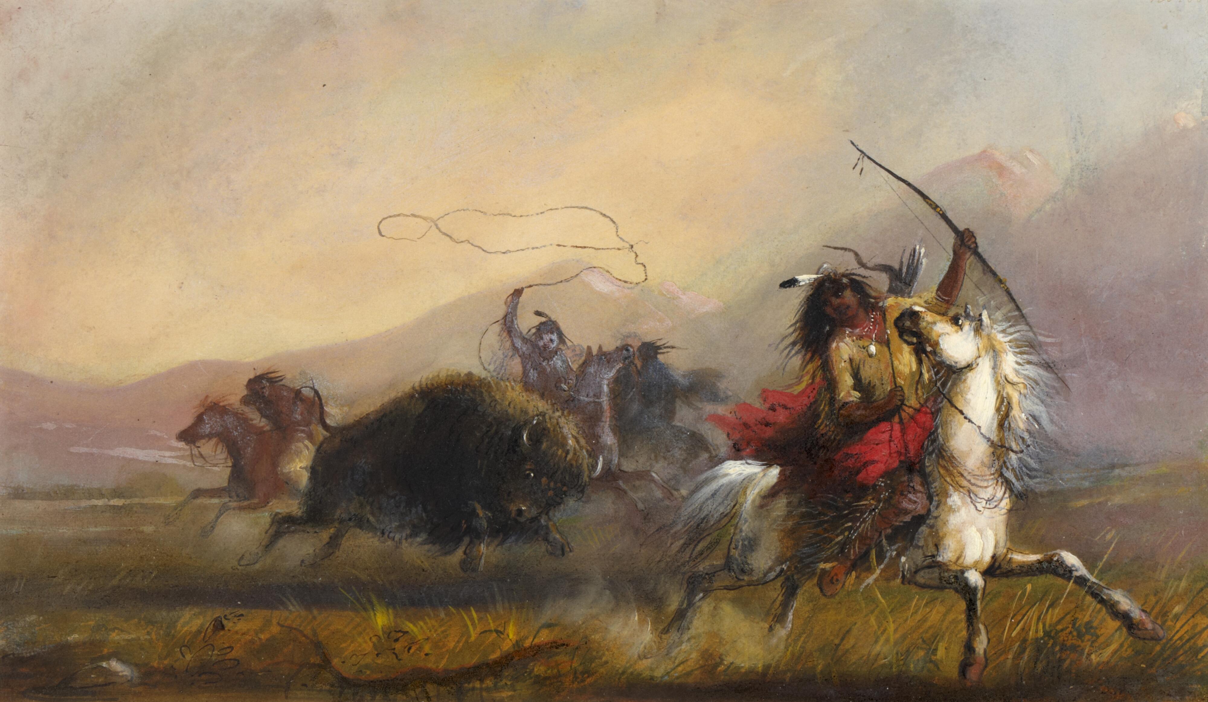 Buffalo Hunt Attack With Lasso Alfred Jacob Miller Gilcrease Museum Buffalo hunt attack with lasso alfred jacob miller gilcrease museum